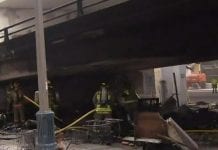 Pożar obozowiska bezdomnych pod Gardinerem