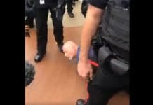 Jeden protestujący powalony na glebę…