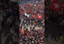 Sobotnia demonstracja w Bernie w Szwajcarii przeciwko paszportom covidowym