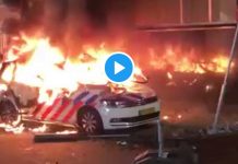 Protesty przeciwko paszportom, szczepionkowym w Rotterdamie. Policja użyła broni