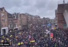 Wielotysięczne protesty w Amsterdamie brutalnie rozbite przez policję