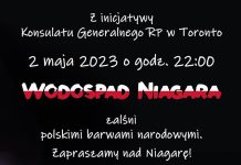 W Dzień Flagi wodospad Niagara ponownie podświetlony na biało-czerwono