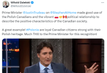 Polski ambasador dziękuje Justinowi Trudeau za wzmiankę o Polakach w Kanadzie
