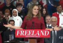 Wiec Christii Freeland zakłócony przez demonstrantów