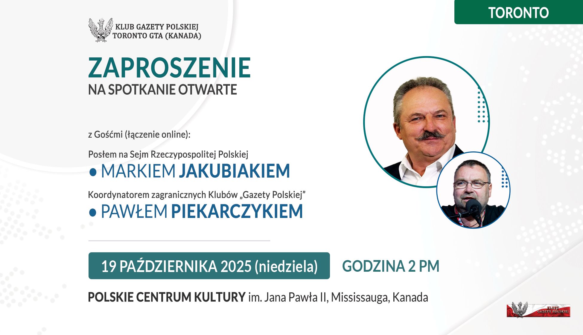 Zaproszenie na zdalne spotkanie z posłem Markiem Jakubiakiem i Pawłem Piekarczykiem