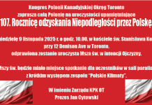 Kongres Polonii Kanadyjskiej Okręg Toronto zaprasza całą Polonię