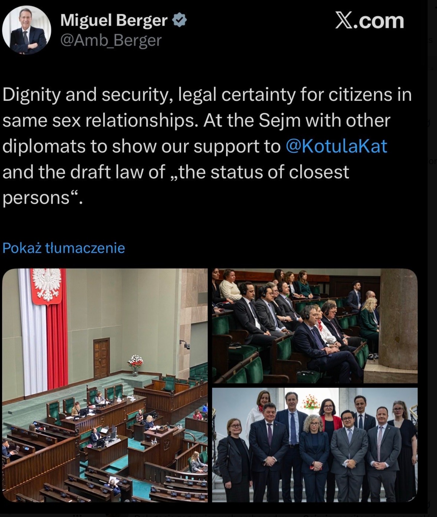 Niemcy wspierają atak na polską rodzinę; ambasador RFN obecny w Sejmie w trakcie głosowania