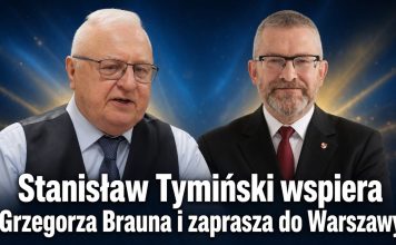 Stanisław Tymiński wspiera Grzegorza Brauna i zaprasza do Warszawy